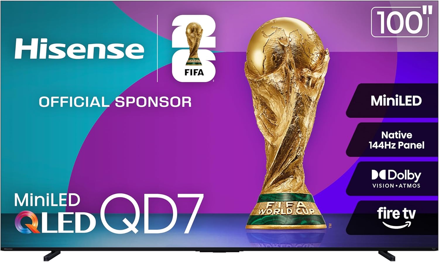 Hisense 85" Class QD7 Series Mini-LED 4K UHD Smart Fire TV (85QD7QF, 2025 Model) - QLED, Native 144hz, HDR10+, Dolby Vision, Dolby Atmos, Game Mode Pro, ALLM, Alexa Built in with Voice Remote, MEMC