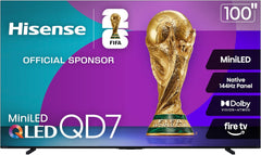 Hisense 85" Class QD7 Series Mini-LED 4K UHD Smart Fire TV (85QD7QF, 2025 Model) - QLED, Native 144hz, HDR10+, Dolby Vision, Dolby Atmos, Game Mode Pro, ALLM, Alexa Built in with Voice Remote, MEMC