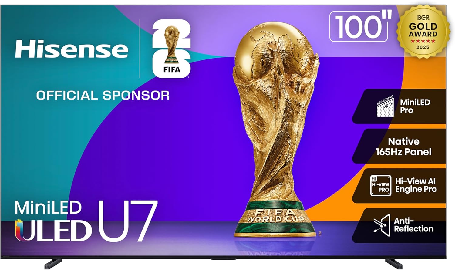 Hisense 55" U7 Mini-LED ULED 4K UHD Best Premium Gaming Google Smart TV (55U75QG, 2025 Model) - QLED, Native 165Hz, VRR 288, Up to 3000 Nits, HDR10+, Dolby Vision IQ · Atmos, IMAX Enhanced, 2.1.2 Ch