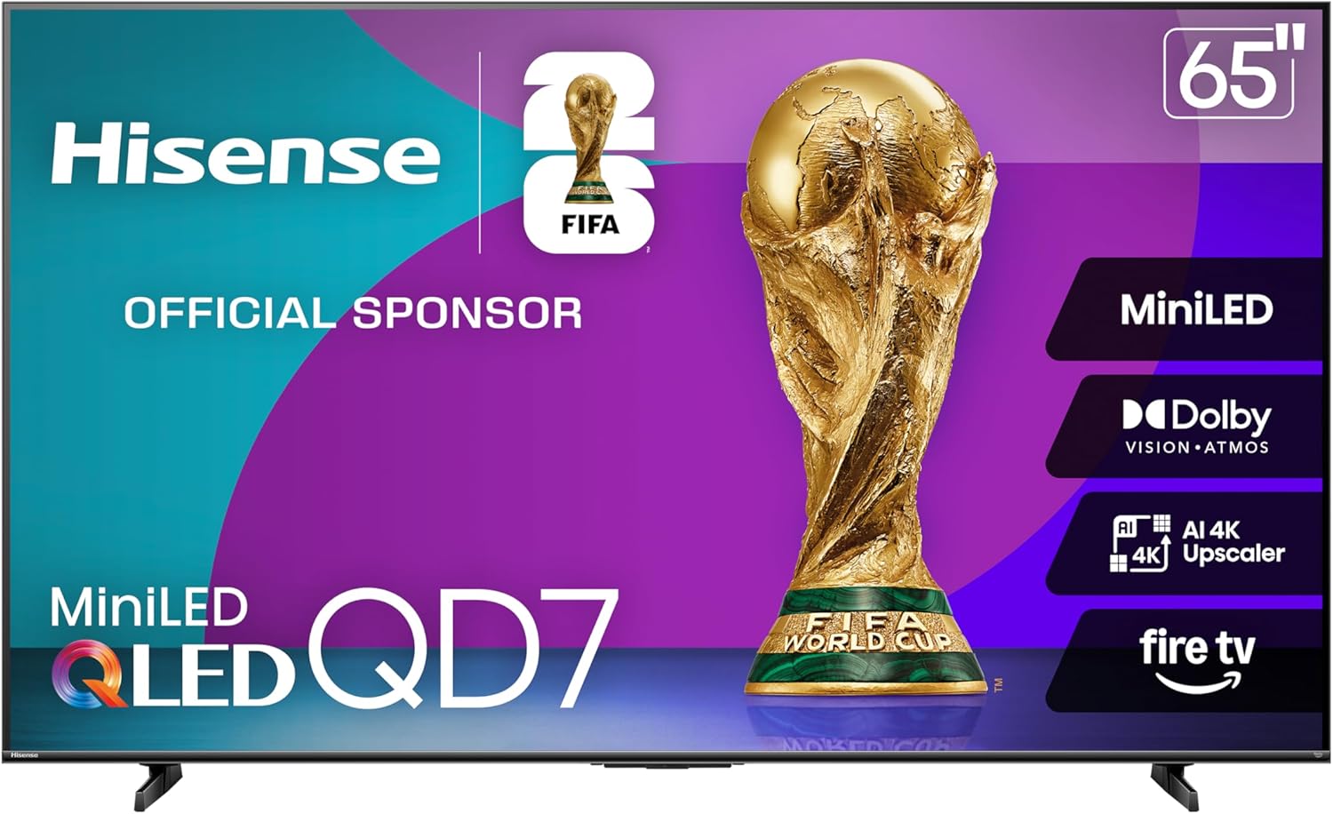 Hisense 85" Class QD7 Series Mini-LED 4K UHD Smart Fire TV (85QD7QF, 2025 Model) - QLED, Native 144hz, HDR10+, Dolby Vision, Dolby Atmos, Game Mode Pro, ALLM, Alexa Built in with Voice Remote, MEMC