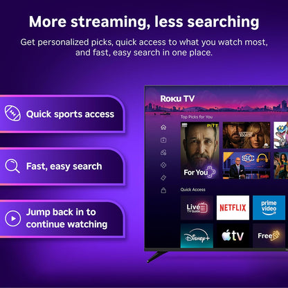 Roku 40-Inch Select Series Smart TV 2026 - 1080p Full HD TV - RokuTV | Flat Screen LED Television with Voice Remote, Wi-Fi & Bluetooth Headphone Mode - Streaming Live Local News Sports & Movies