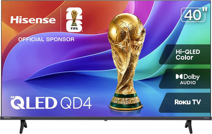 Hisense 40-Inch Class QD4SR Series Hi-QLED FHD Smart Roku TV (40QD4SR, 2026 Model) - Hi-QLED Color, Dolby Audio, Compatible with Alexa, Full Array LED, Slim Bezel Design