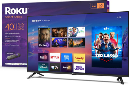 Roku 40-Inch Select Series Smart TV 2026 - 1080p Full HD TV - RokuTV | Flat Screen LED Television with Voice Remote, Wi-Fi & Bluetooth Headphone Mode - Streaming Live Local News Sports & Movies