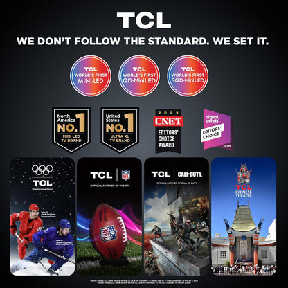 TCL 55 Inch Class QM6K Series Mini LED QLED 4K HDR 120HZ-144HZ High Brightness Smart Google TV, Dolby Atmos Onkyo Audio, Voice Remote Alexa Gaming Streaming Television