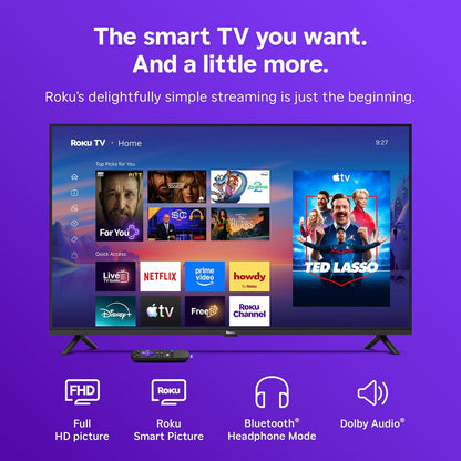 Roku 40-Inch Select Series Smart TV 2026 - 1080p Full HD TV - RokuTV | Flat Screen LED Television with Voice Remote, Wi-Fi & Bluetooth Headphone Mode - Streaming Live Local News Sports & Movies